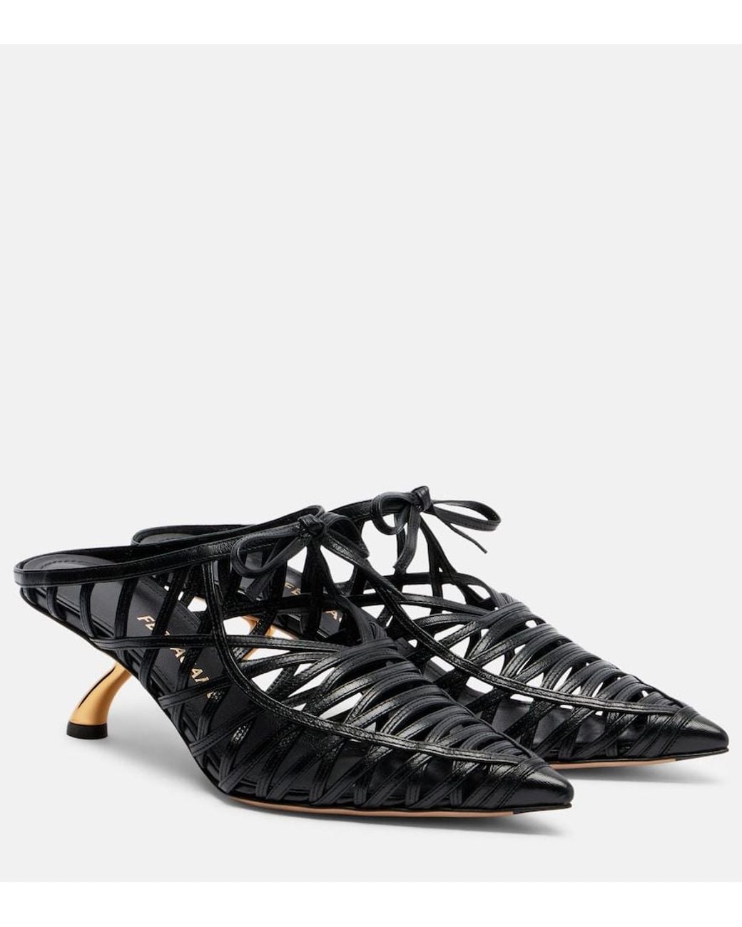 Ferragamo Black Cirry Leather Mules