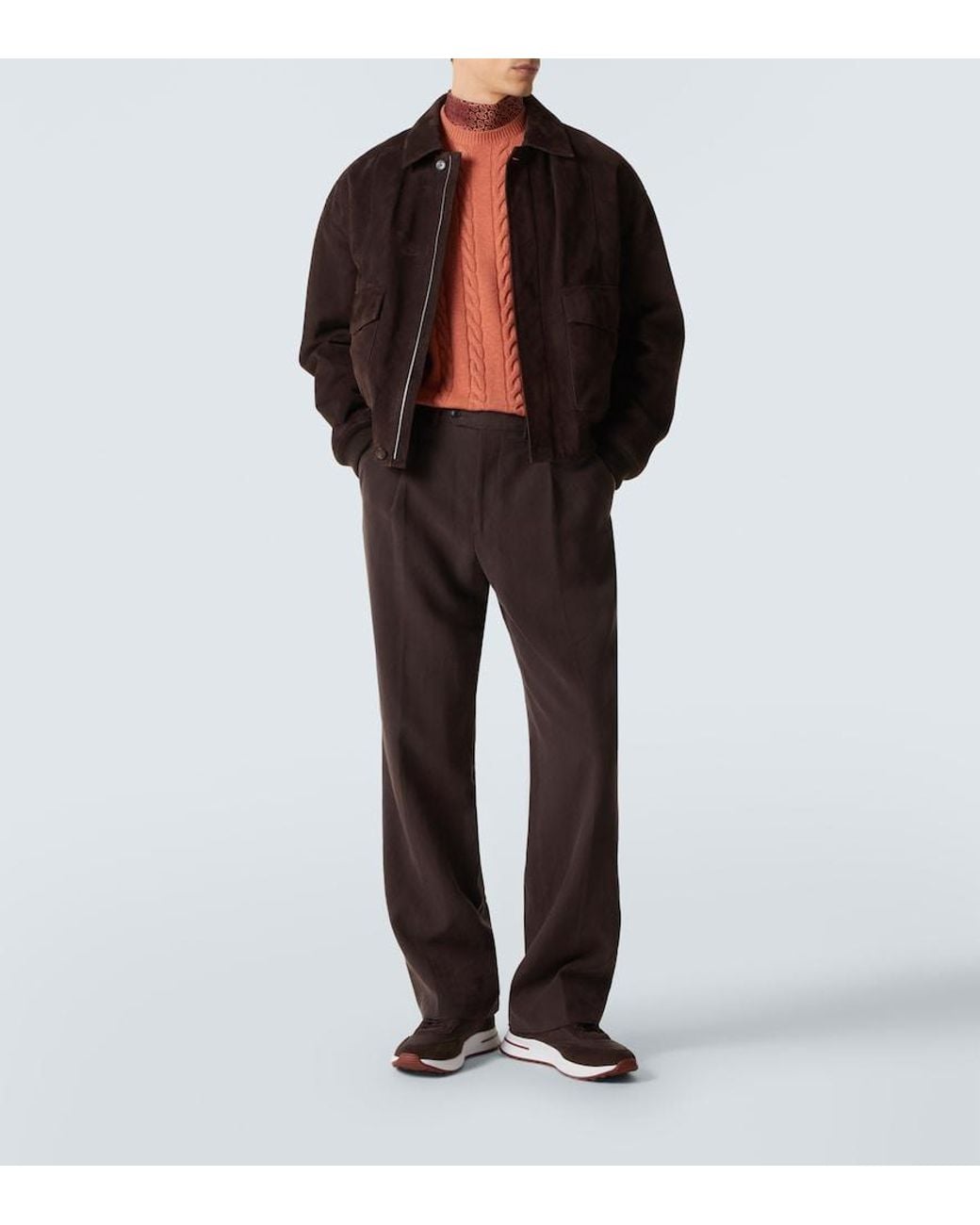 Loro Piana Orange Cedar Cable-Knit Cashmere Sweater for men