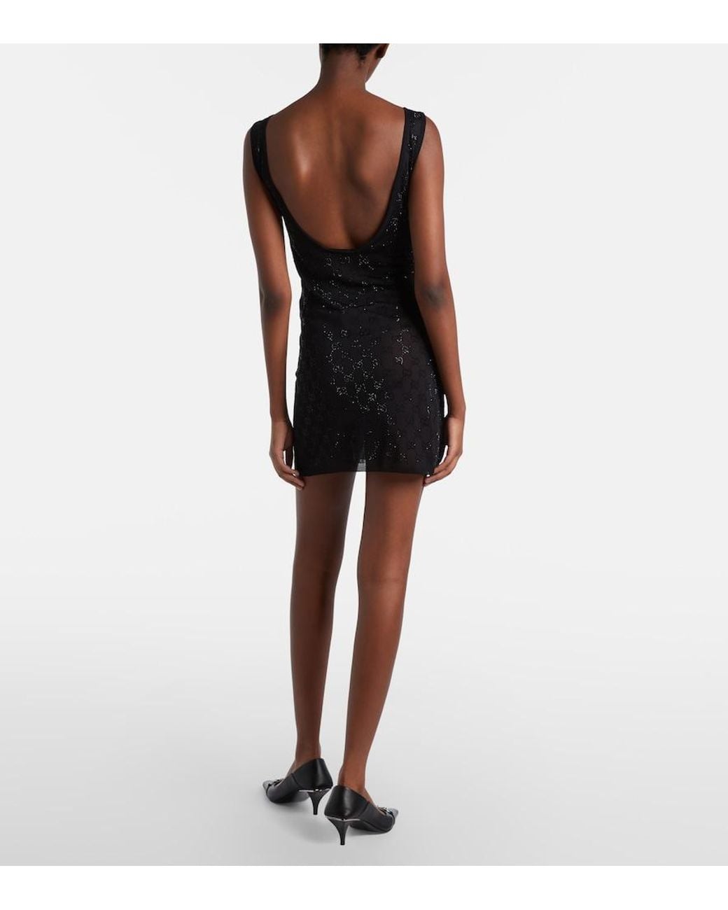 Gucci Black Gg Embellished Minidress