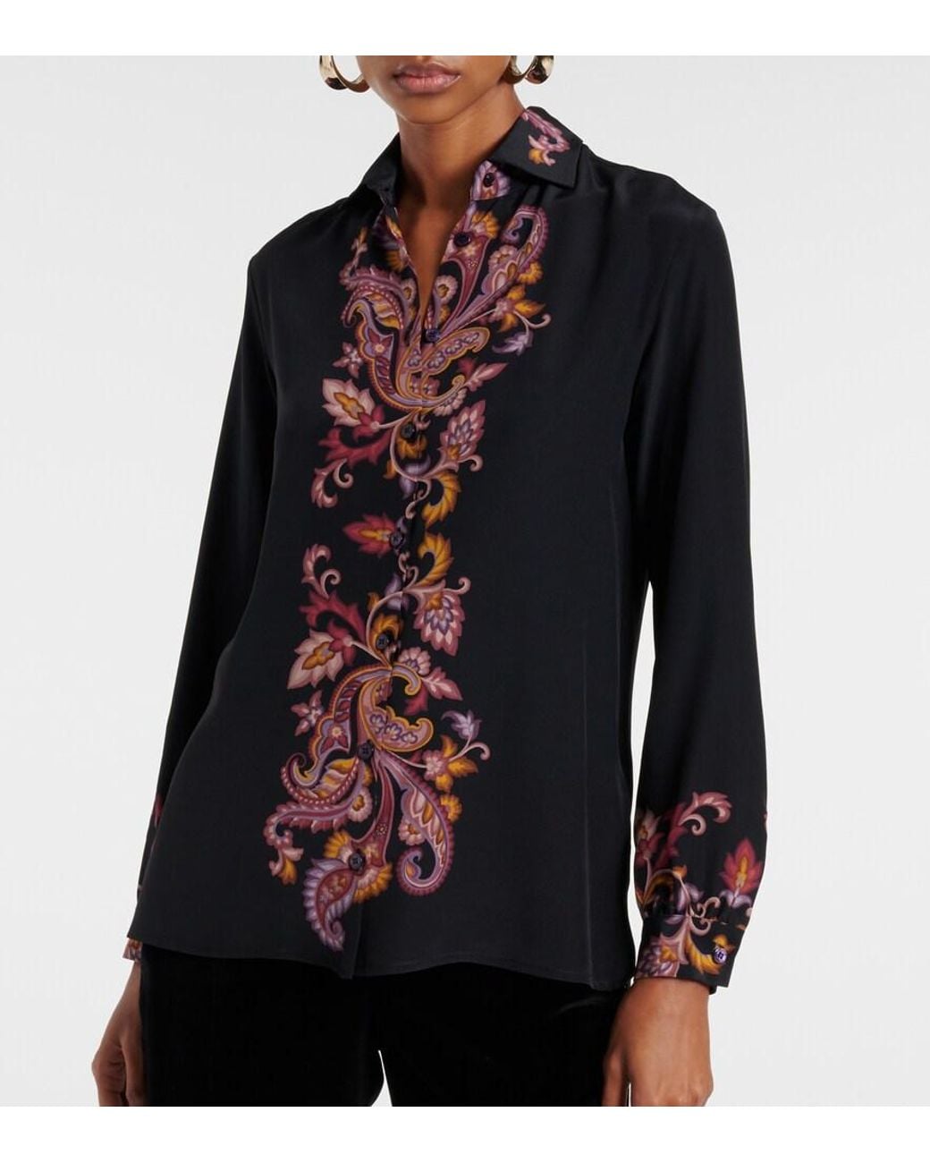 Etro Black Paisley Silk Shirt