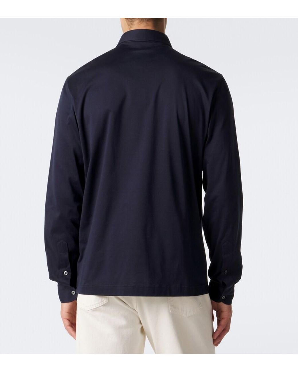 Thom Sweeney Blue Cotton Jersey Polo Shirt for men