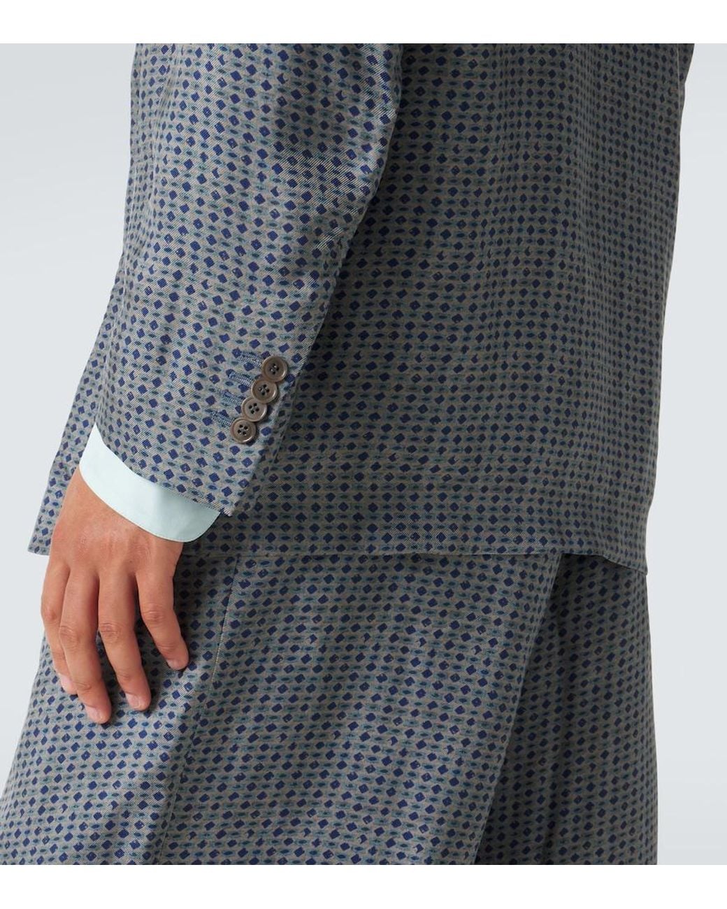 Giorgio Armani Gray Printed Double-Breasted Blazer for men