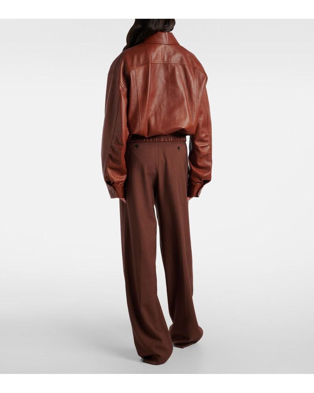 Saint Laurent Brown Leather Bomber Jacket