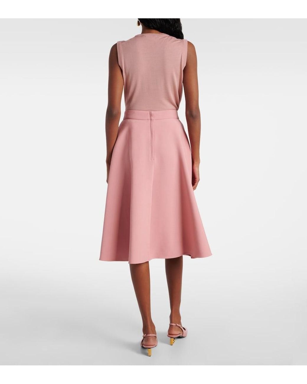 Dolce & Gabbana Pink Woolen Midi Circle Skirt