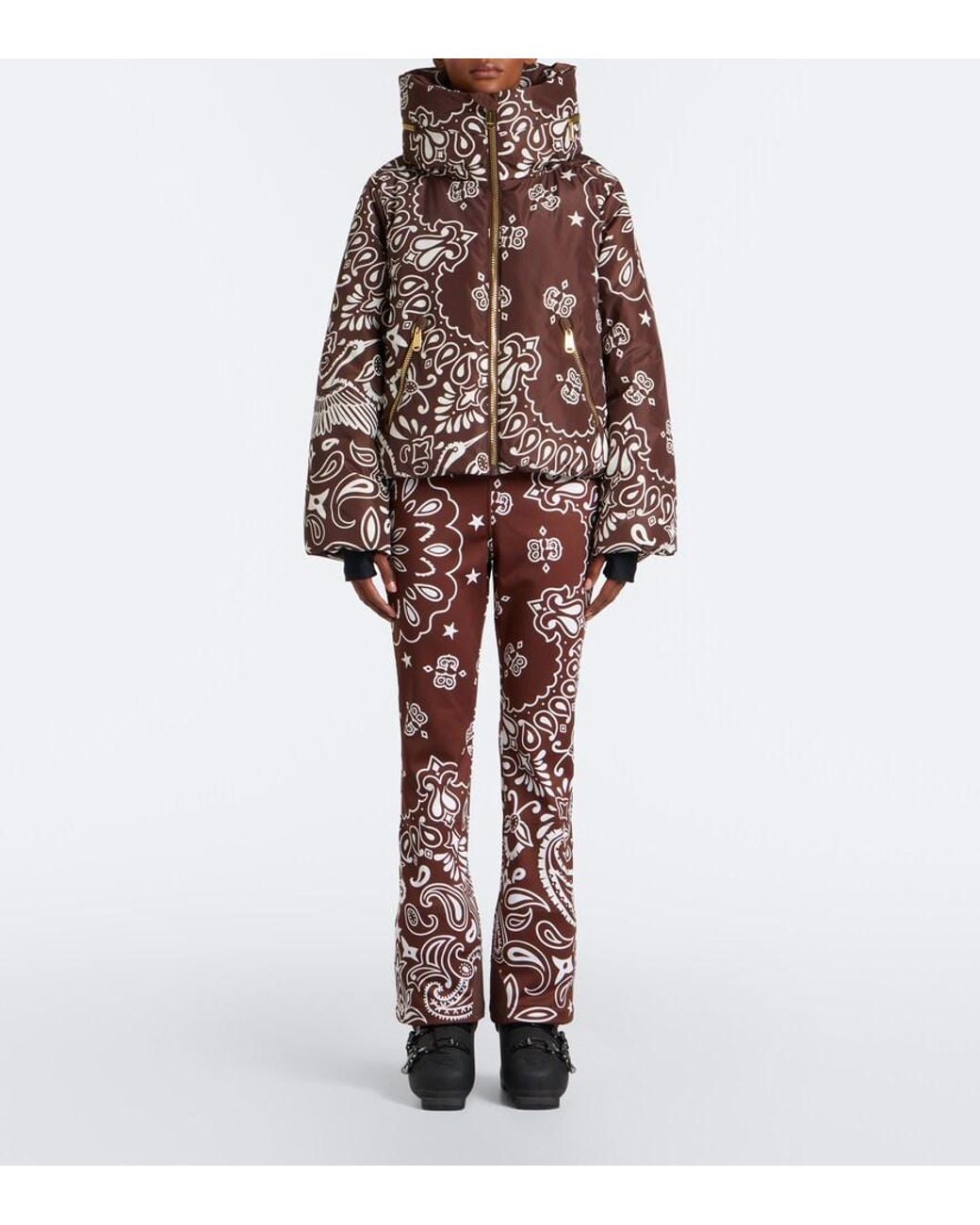 Goldbergh Brown Kyoko Hooded Printed Ski Jacket