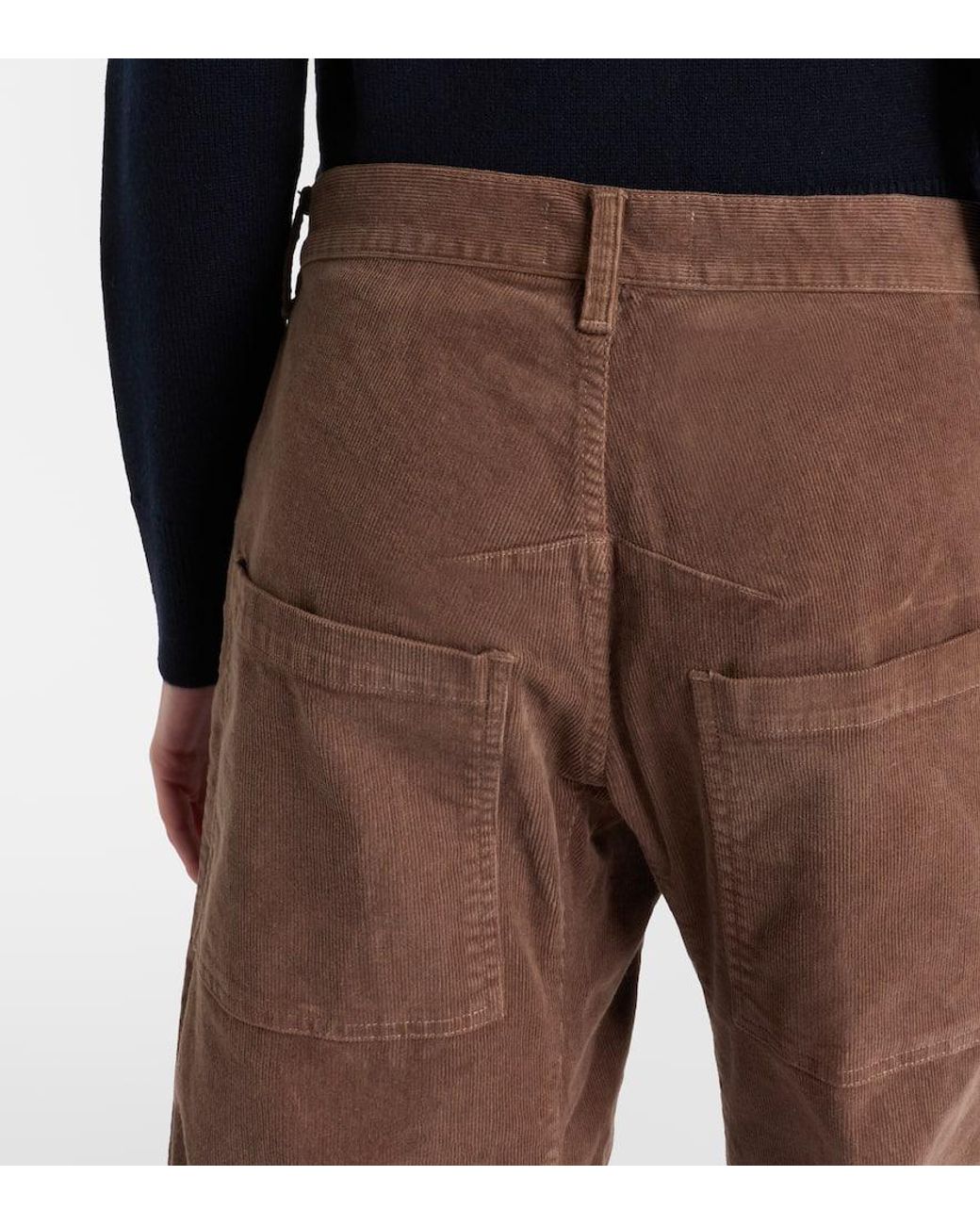 Nili Lotan Brown Shon Corduroy Barrel-Leg Pants