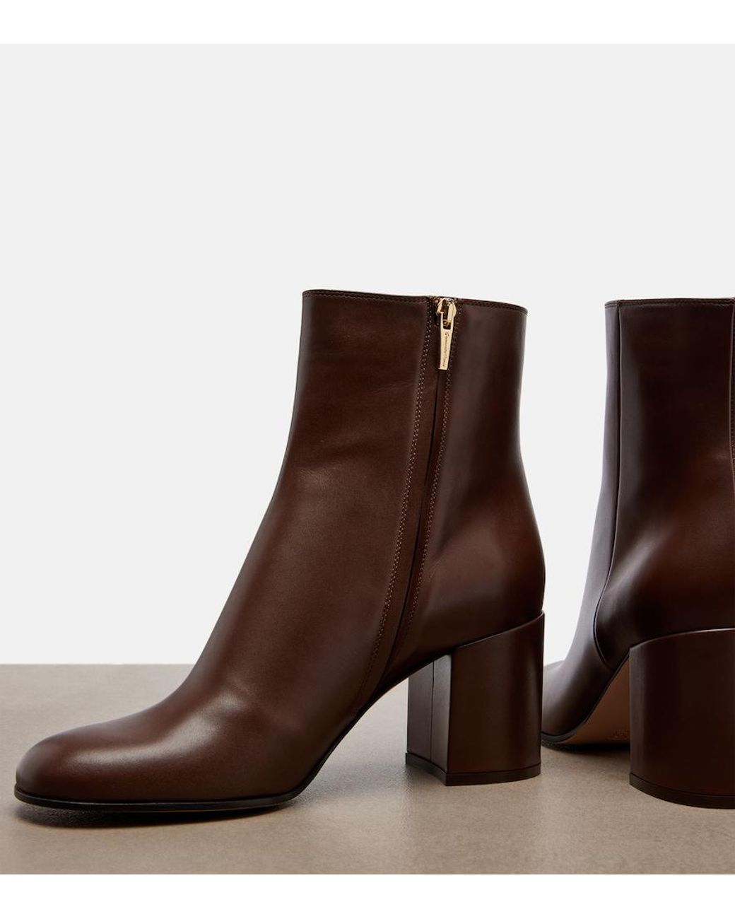 Gianvito Rossi Brown Joelle Leather Ankle Boots
