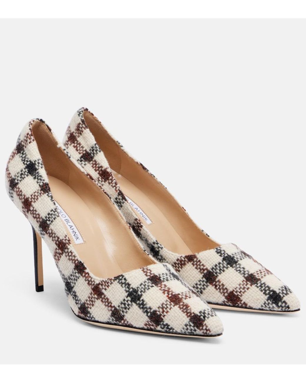 Manolo Blahnik Metallic Bb 90 Checked Pumps