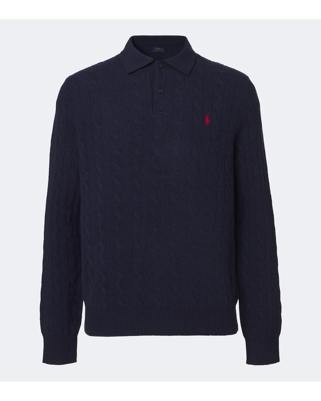 Polo Ralph Lauren Blue Cable-Knit Wool And Cashmere Polo Sweater for men