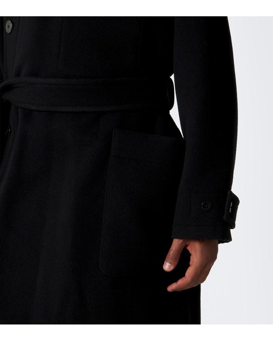 Lemaire Black Double-Sided Wool Coat for men