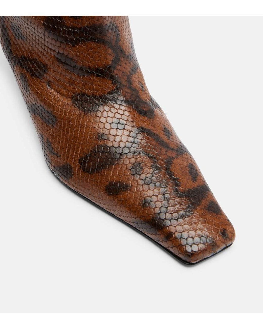Proenza Schouler Brown Snake-Effect Leather Knee-High Boots