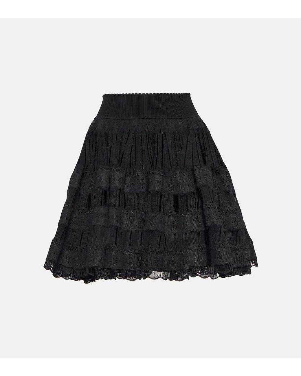 Alaïa Black Courte Raphia Franges Skirt