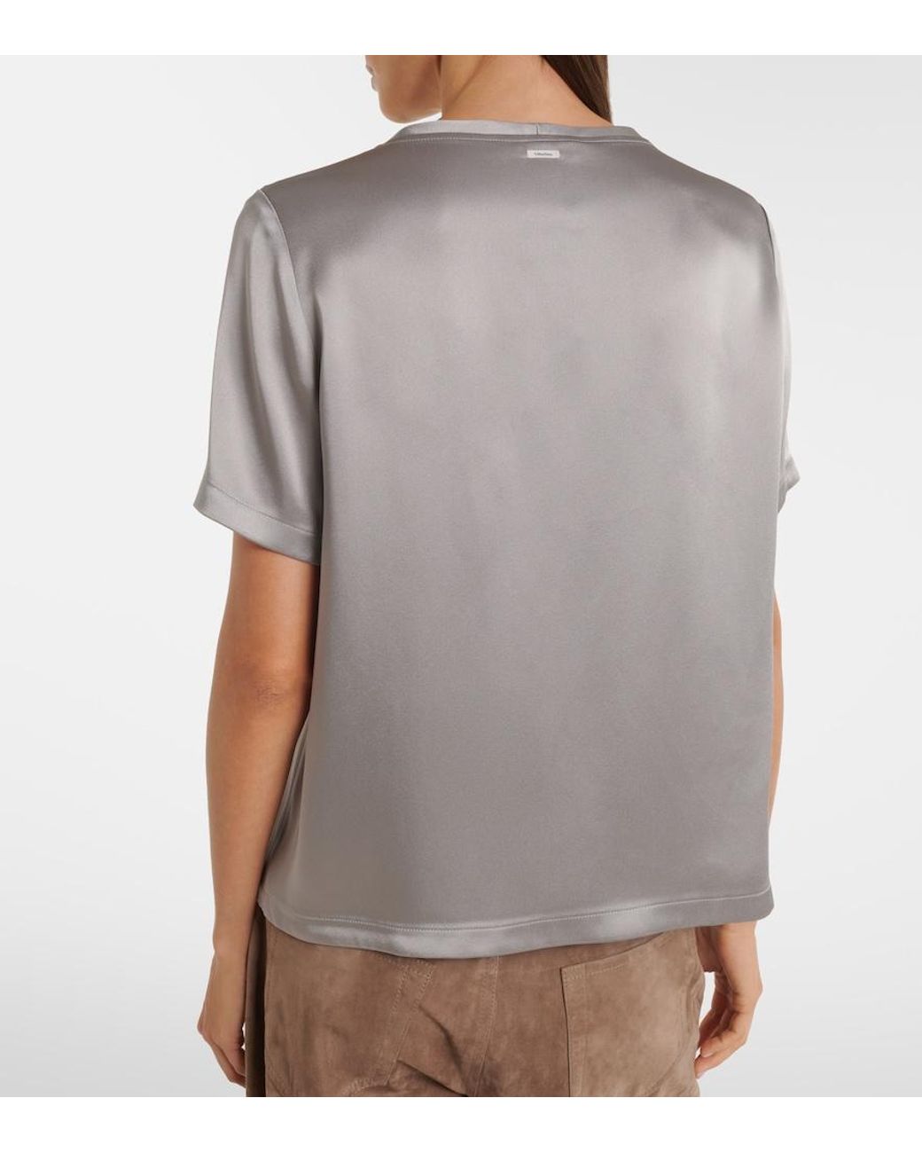 Max Mara Gray Satin T-Shirt
