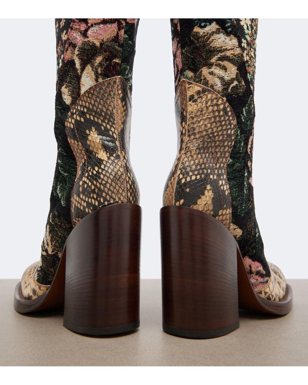 Dries Van Noten Multicolor Patchwork Leather Over-The-Knee Boots