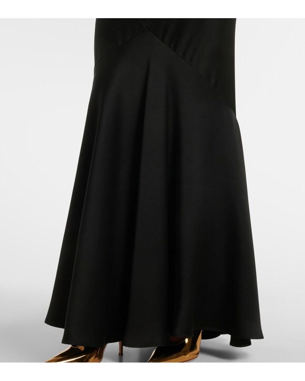 Max Mara Black Acerbo Satin Maxi Skirt