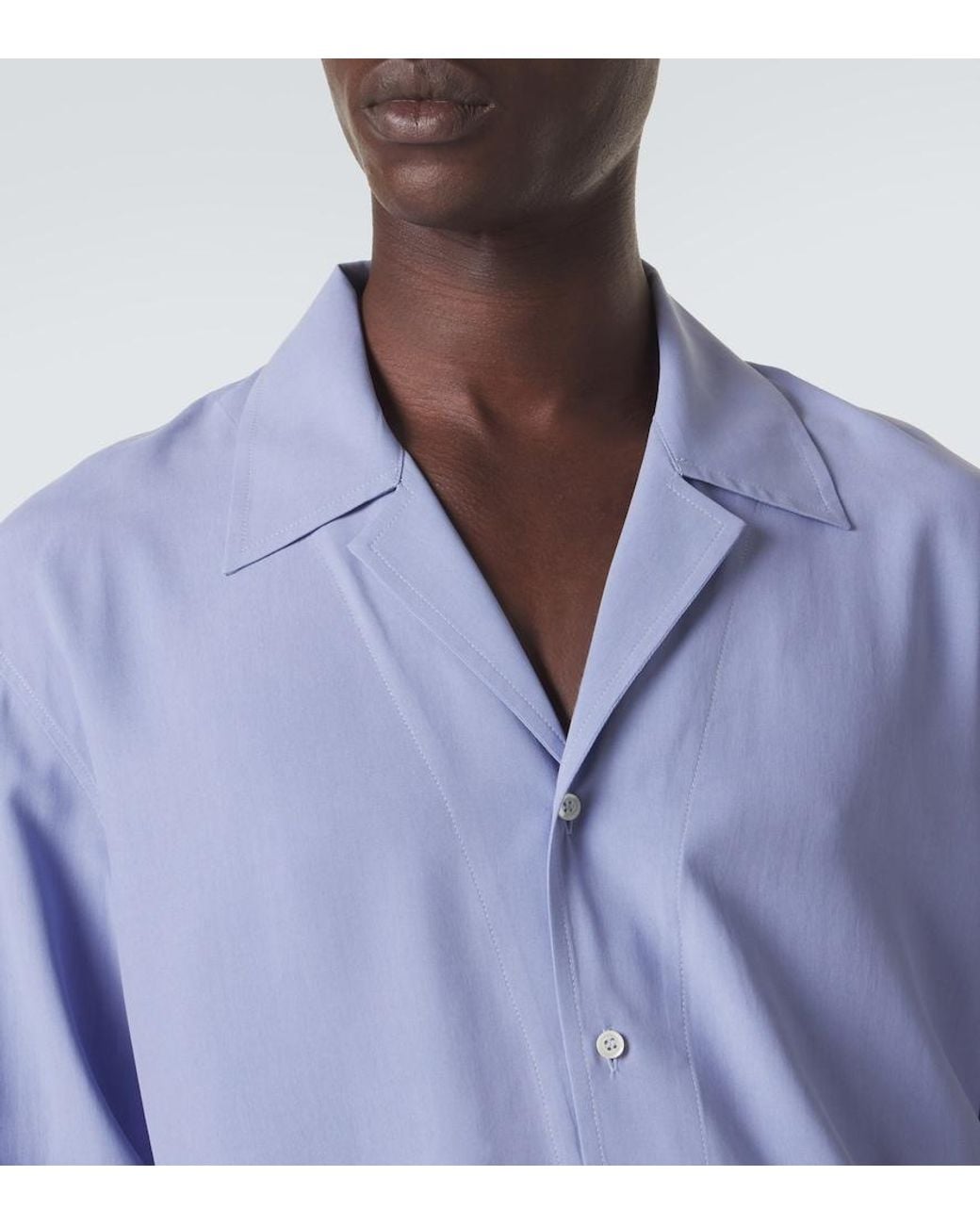 Saman Amel Blue Camp Silk Shirt for men