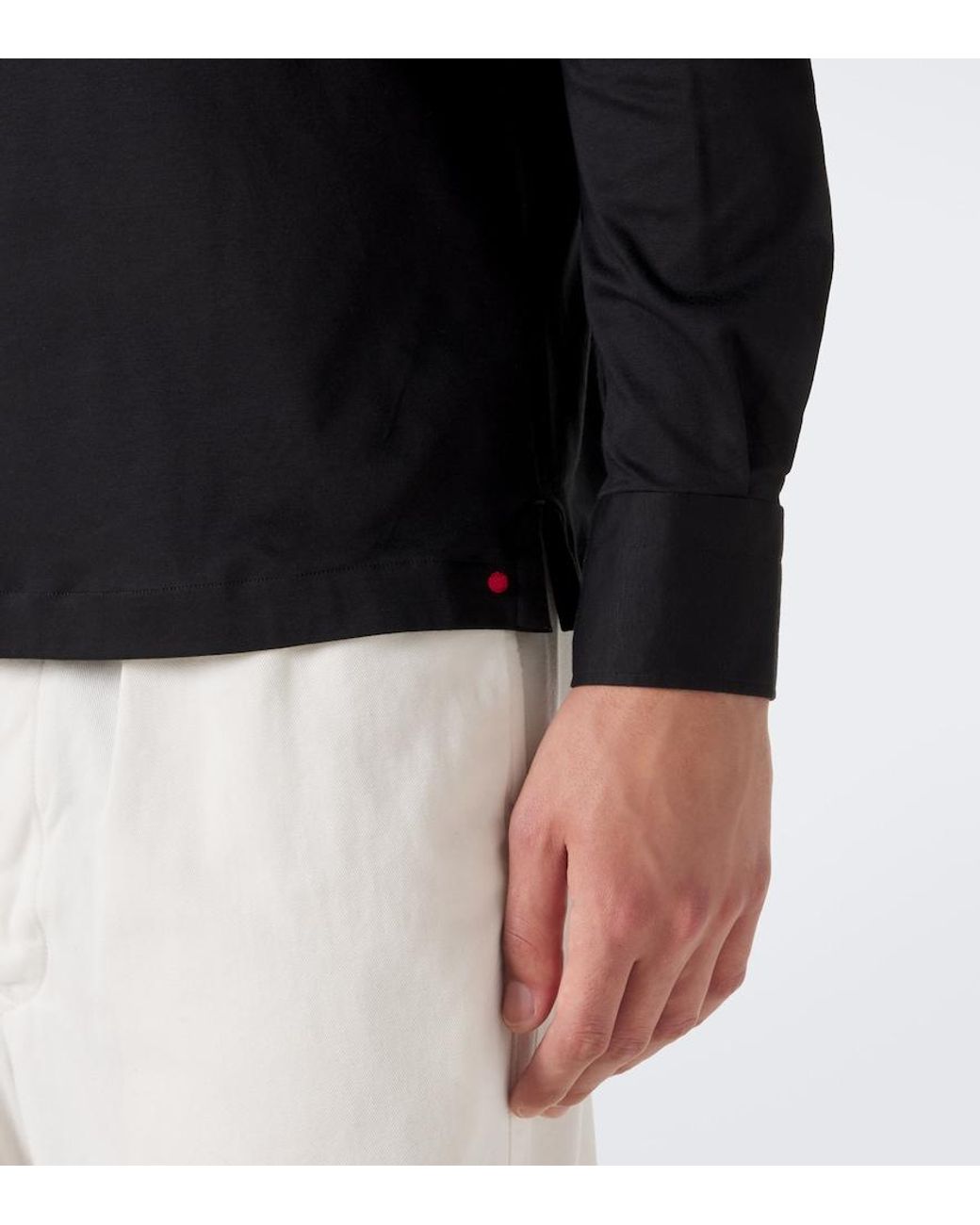 Kiton Blue Cotton Poplin Polo Top for men