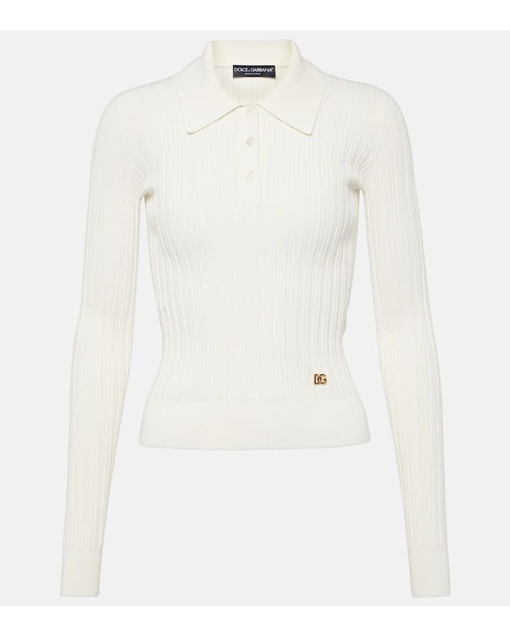Dolce & Gabbana White Long-Sleeved Polo Shirt