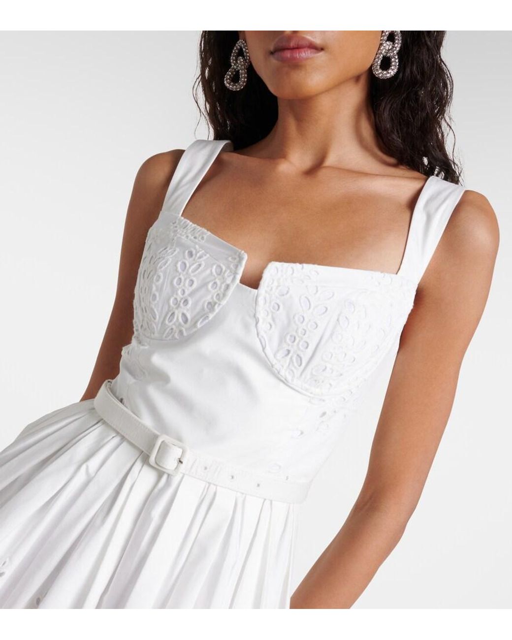 Self-Portrait White Cotton Broderie Anglaise Minidress