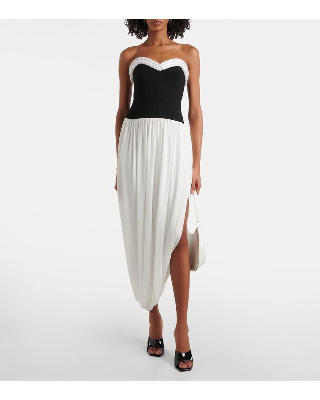 Jonathan Simkhai White Augusta Embellished Bustier Dress