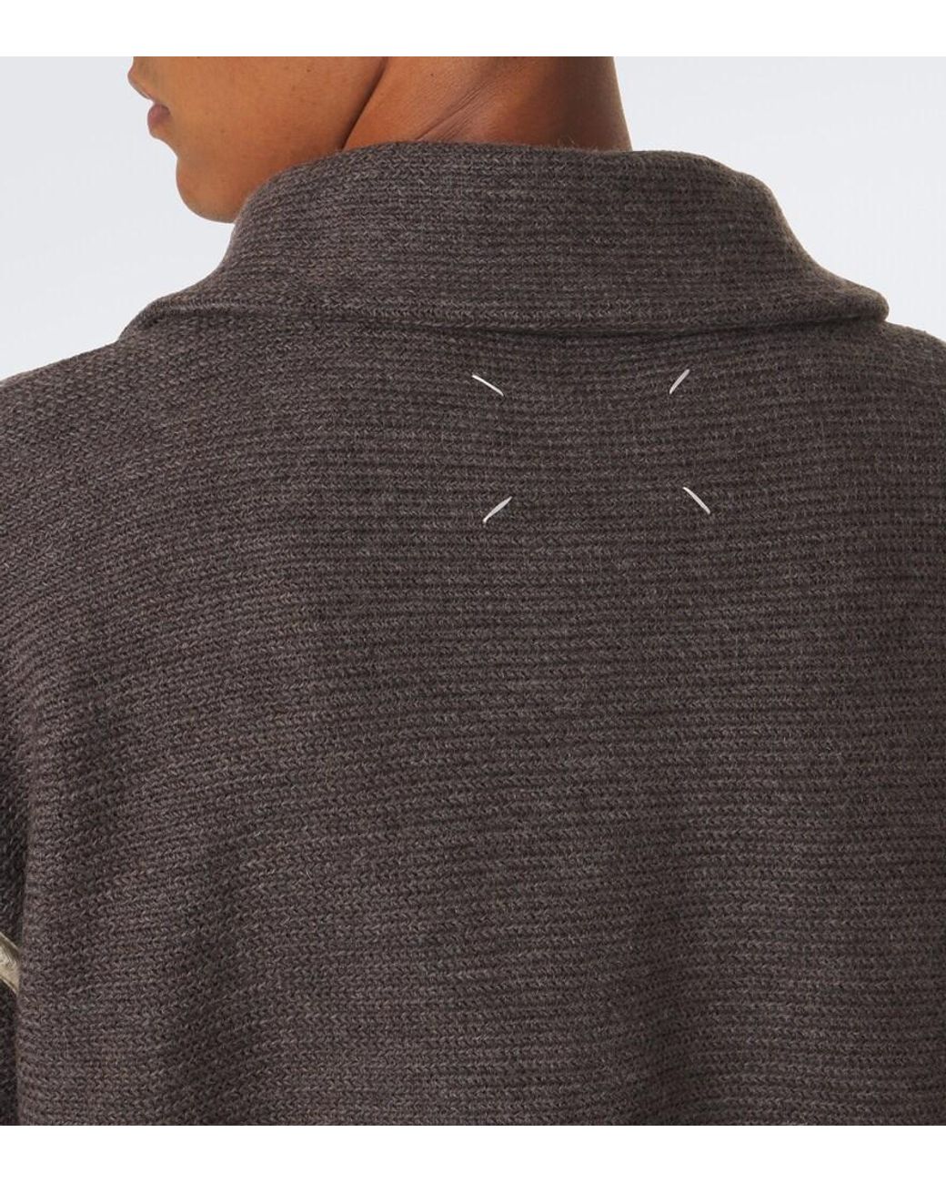 Maison Margiela Brown Wool Zip-Up Sweater for men