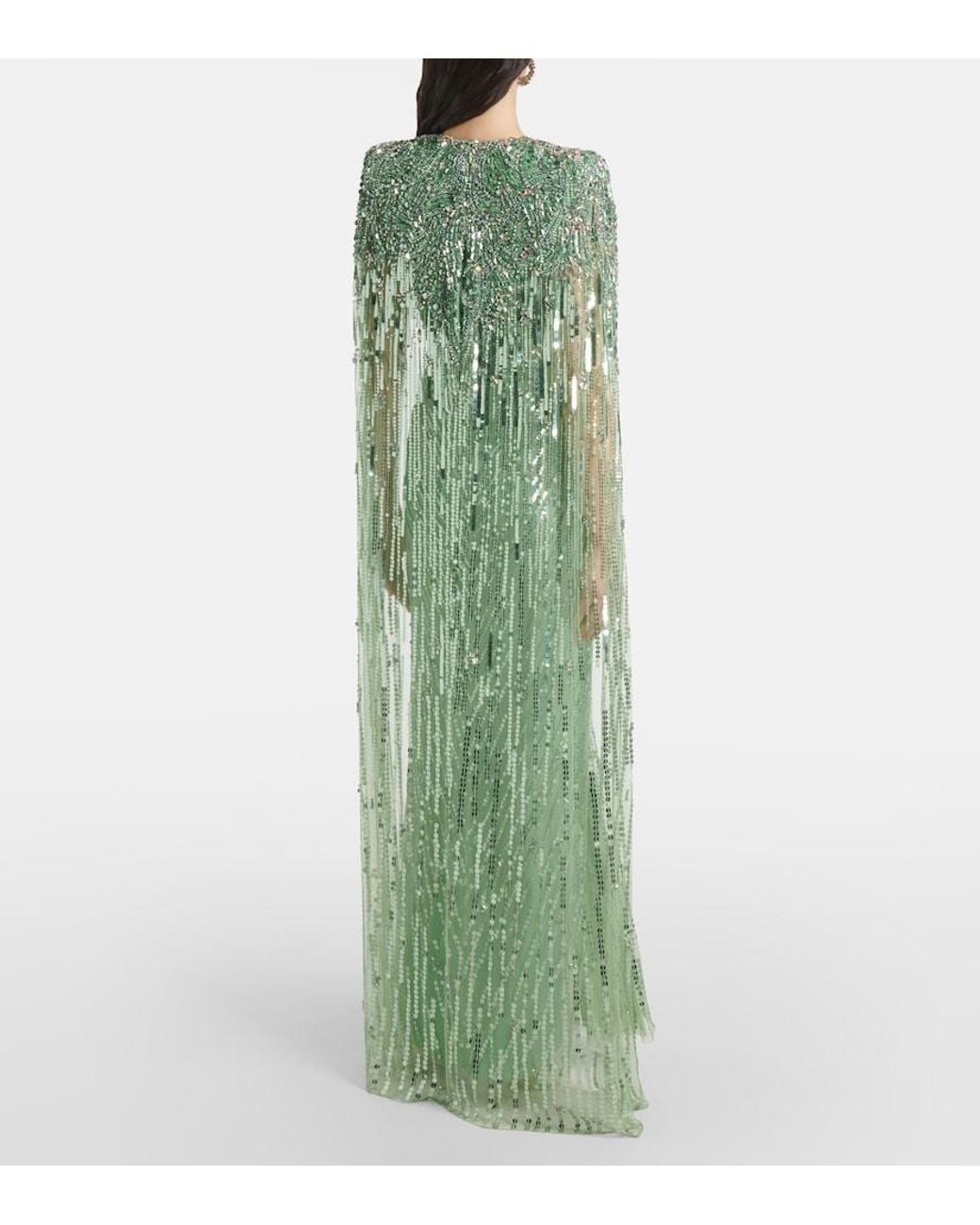 Jenny Packham Green Rush Sequined Gown