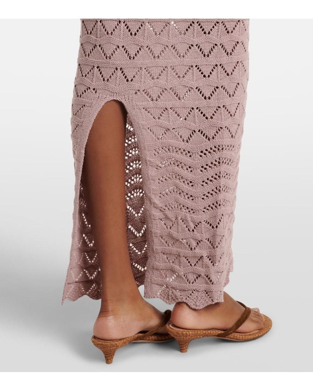 Bananhot Pink Helena Open-Knit Cotton-Blend Maxi Skirt