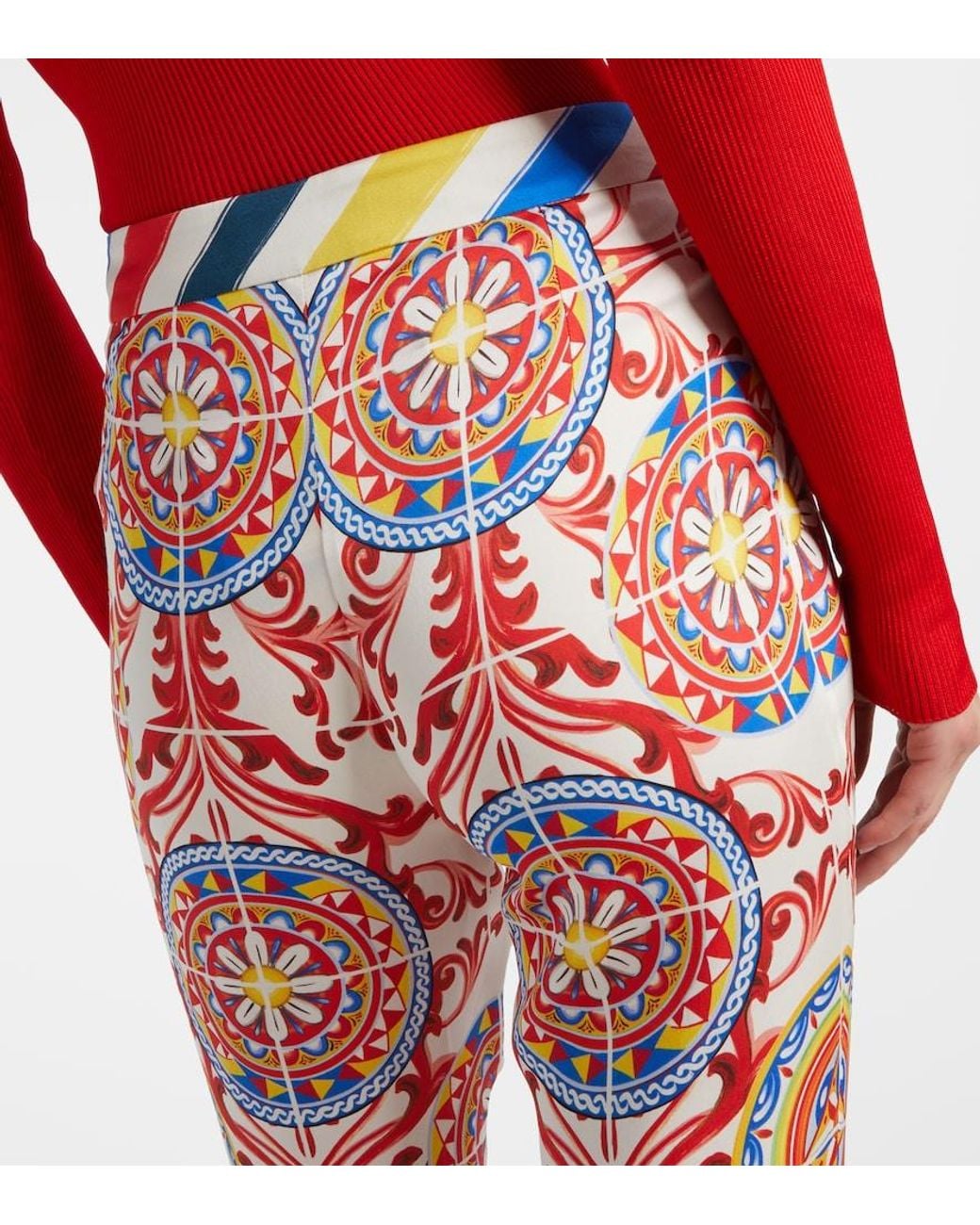 Dolce & Gabbana Cropped Printed Silk-Blend Flared Pants