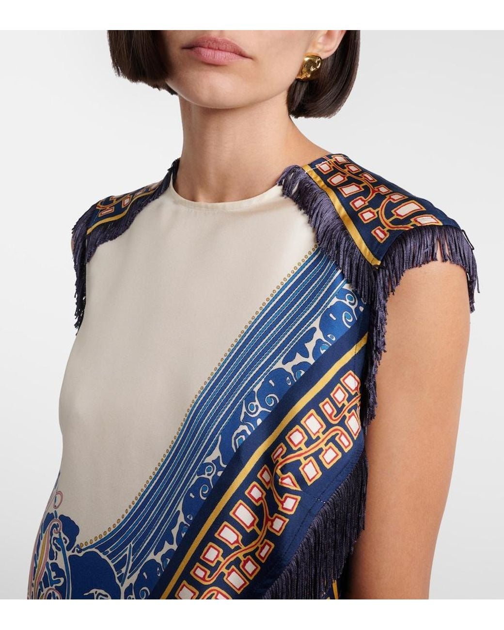 Top Imprime En Satin De Soie LaDoubleJ en coloris Blue