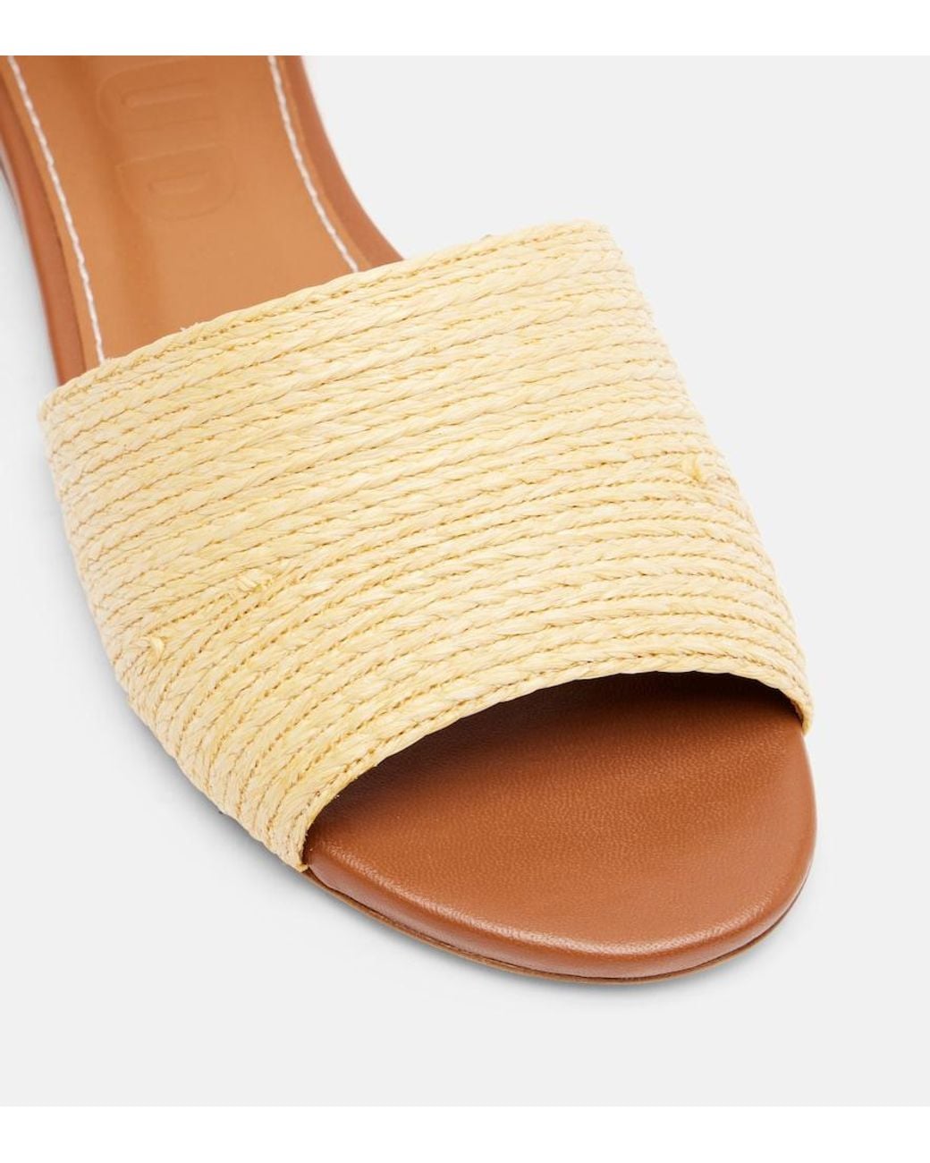 Staud Brown Catharine Raffia And Leather Sandals