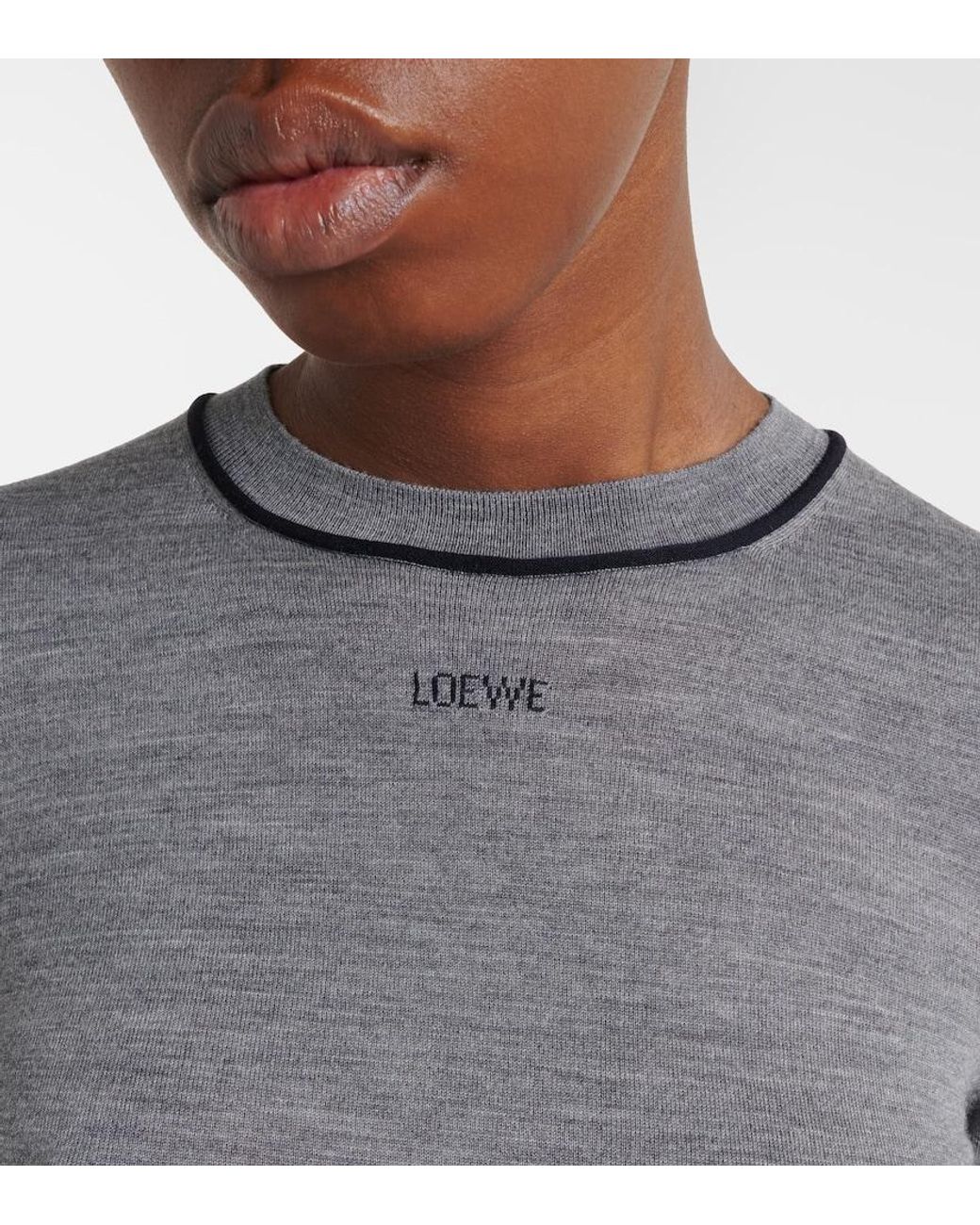 Loewe Gray Logo Wool Sweater