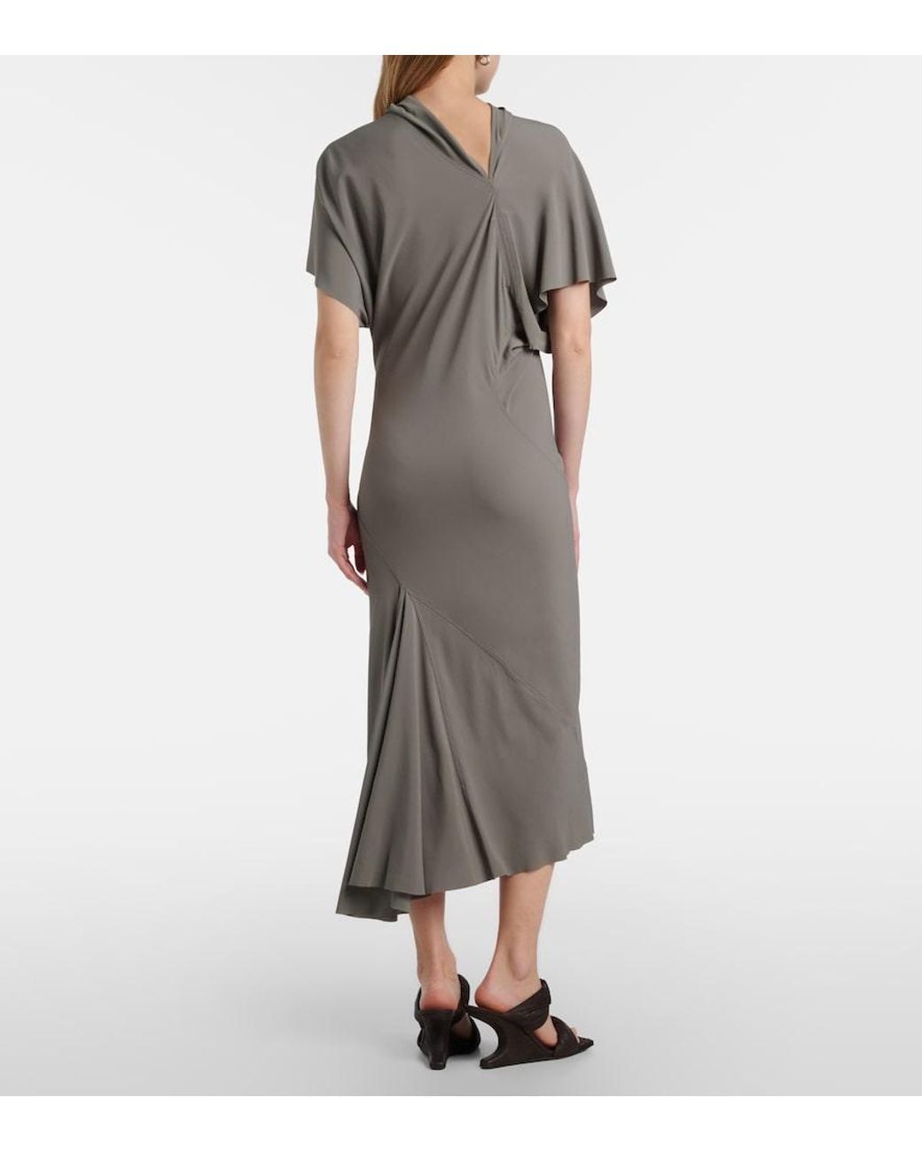 Rick Owens Gray Seb Draped Midi Dress