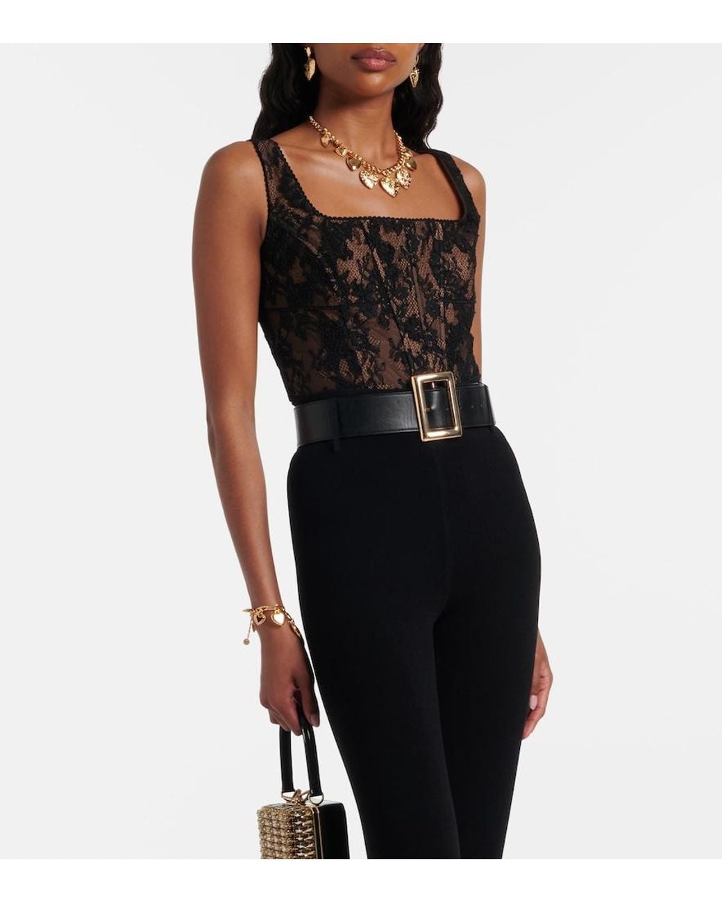Self-Portrait Black Lace Corset Top