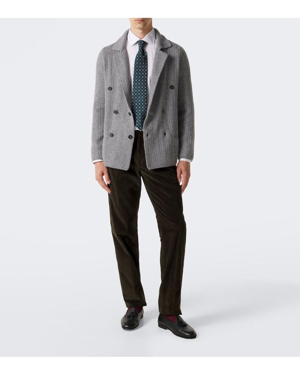Rubinacci Gray Cashmere Cardigan for men