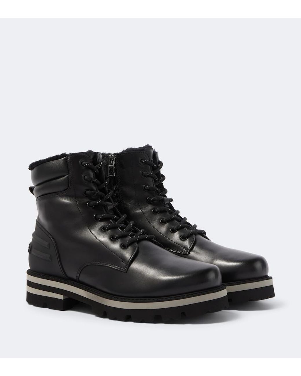 Bogner Black Courchevel Leather Lace-Up Boots for men