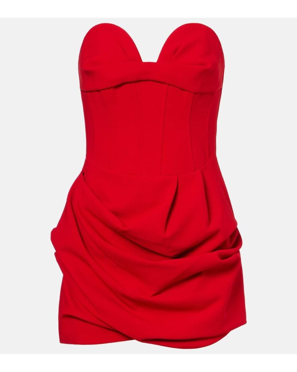 Magda Butrym Red Draped Wool-Blend Bustier Dress