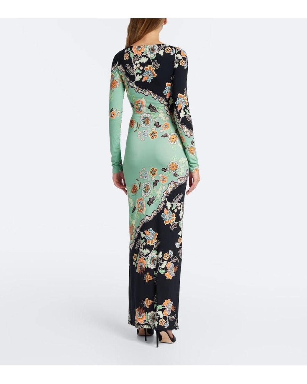 Roberto Cavalli Green Floral Maxi Dress