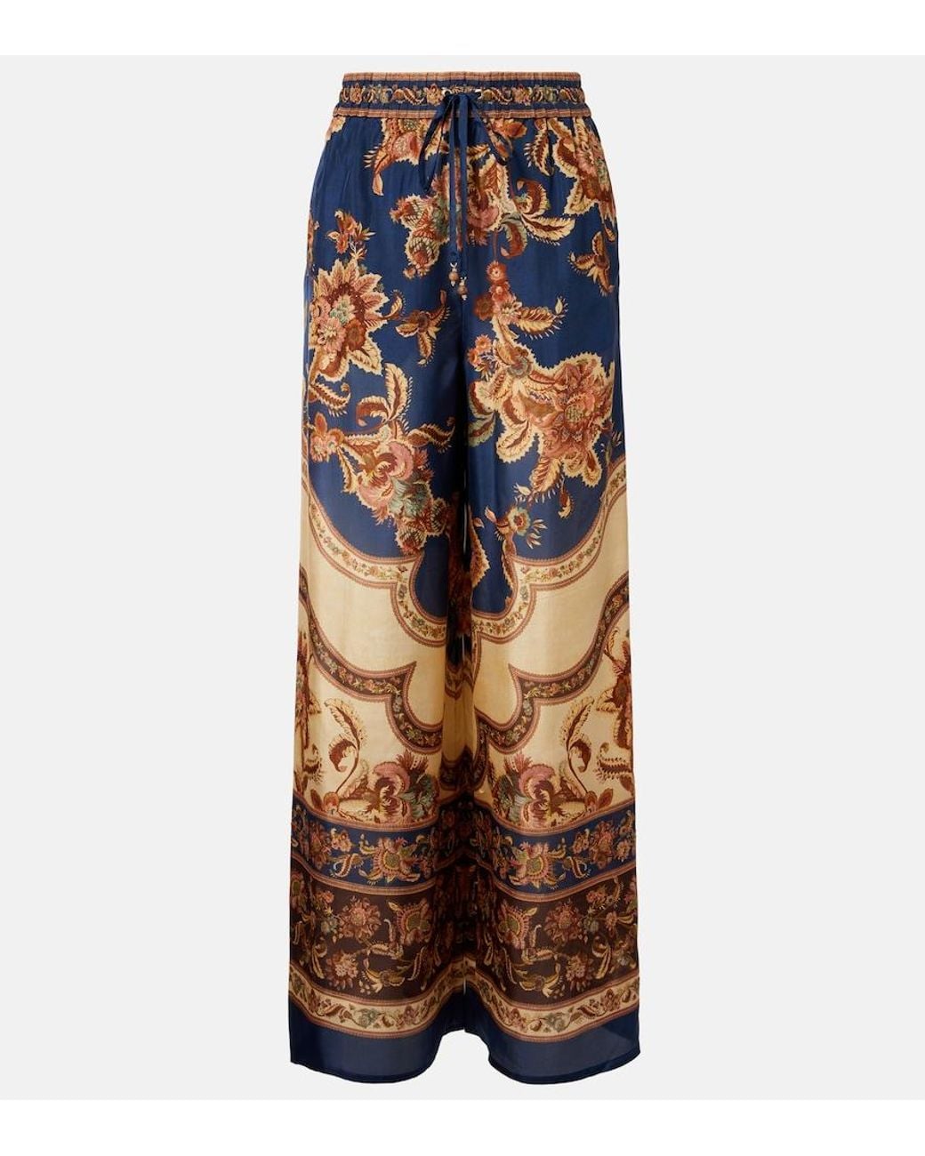 Zimmermann Multicolor Aster Printed Silk Palazzo Pants
