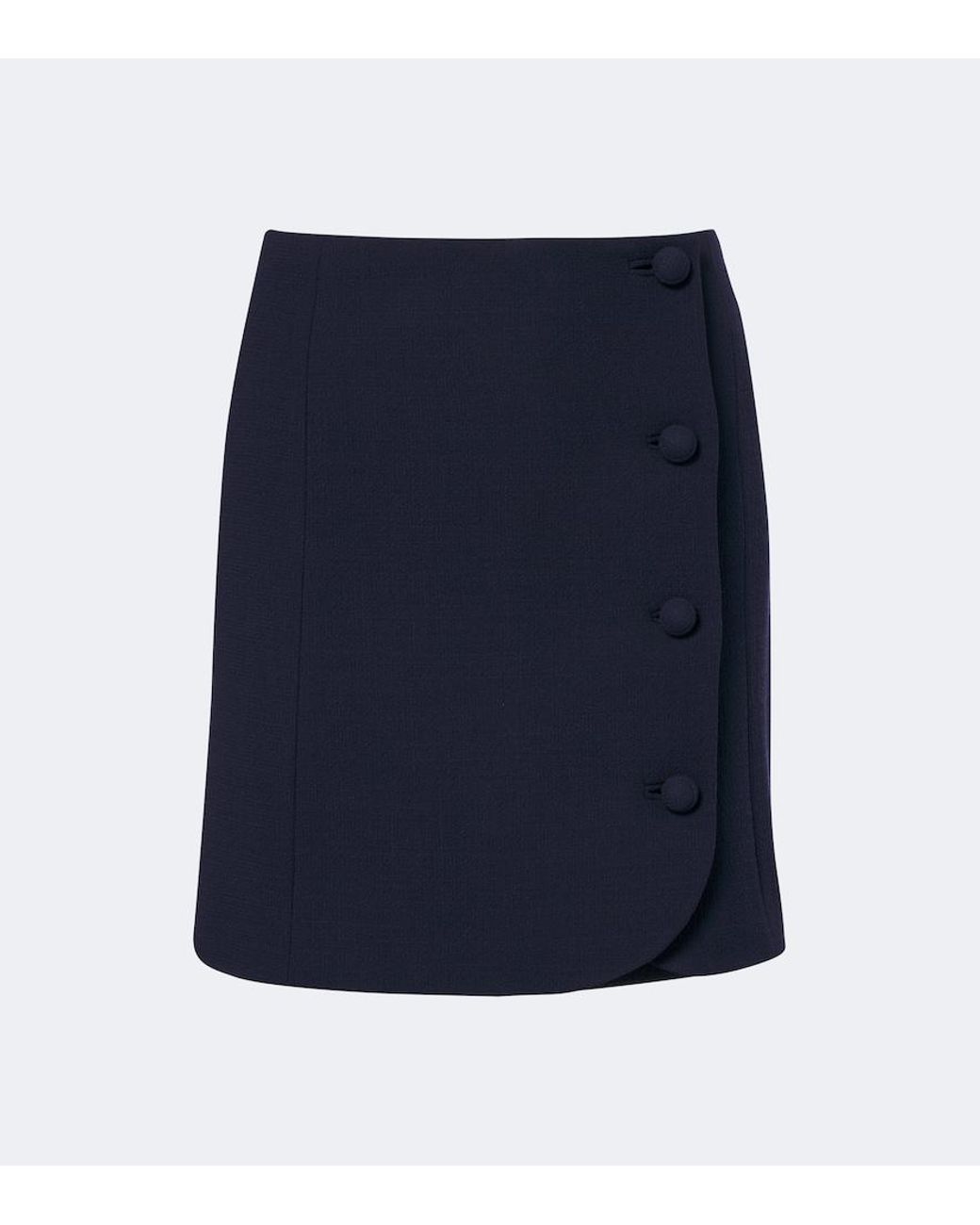 Valentino Garavani Blue Virgin Wool Crepe Miniskirt