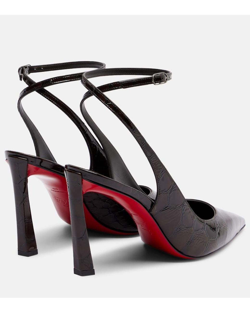 Christian Louboutin Black Condora 85 Croc-Effect Slingback Pumps
