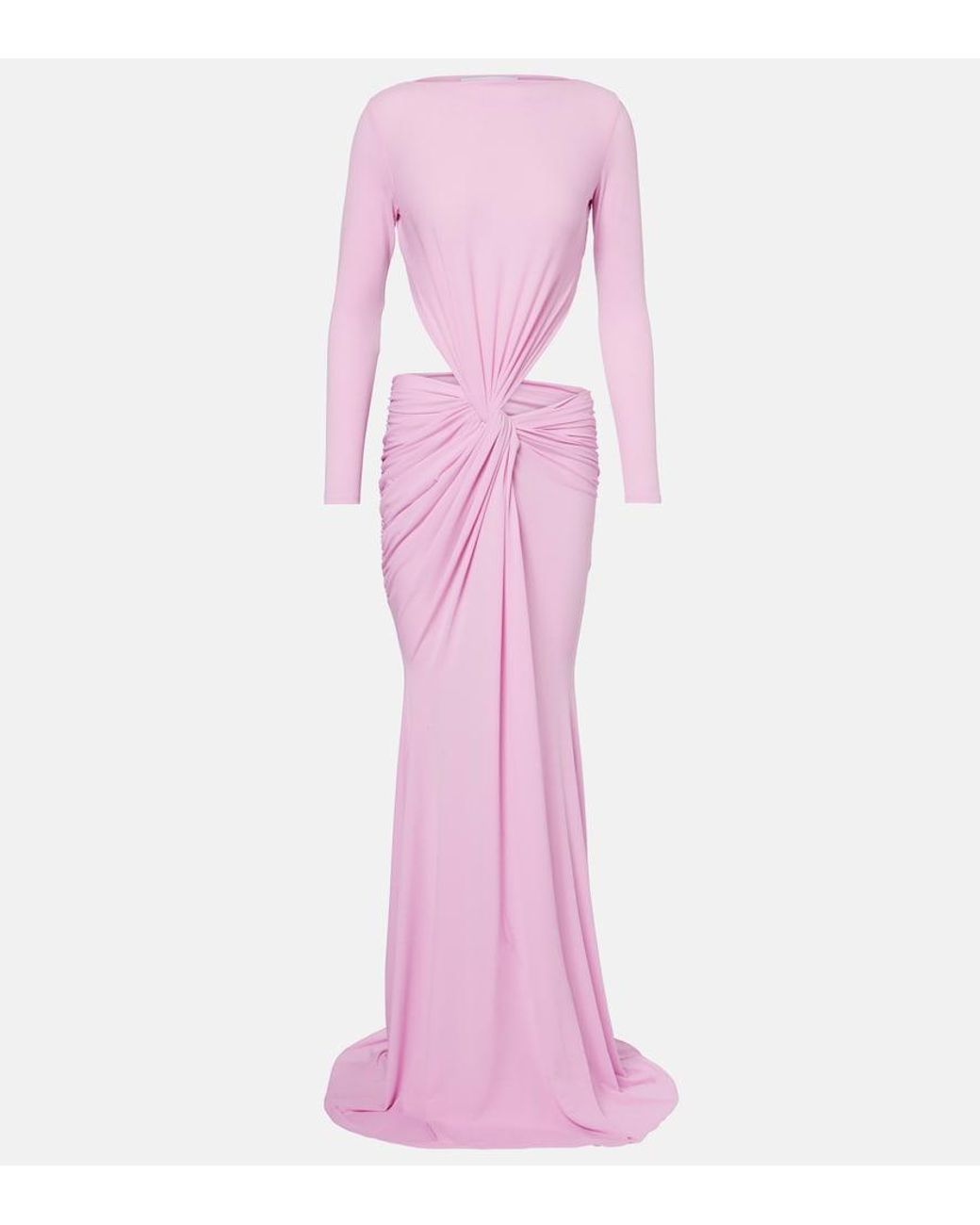 Alex Perry Pink Gathered Crepe Jersey Gown