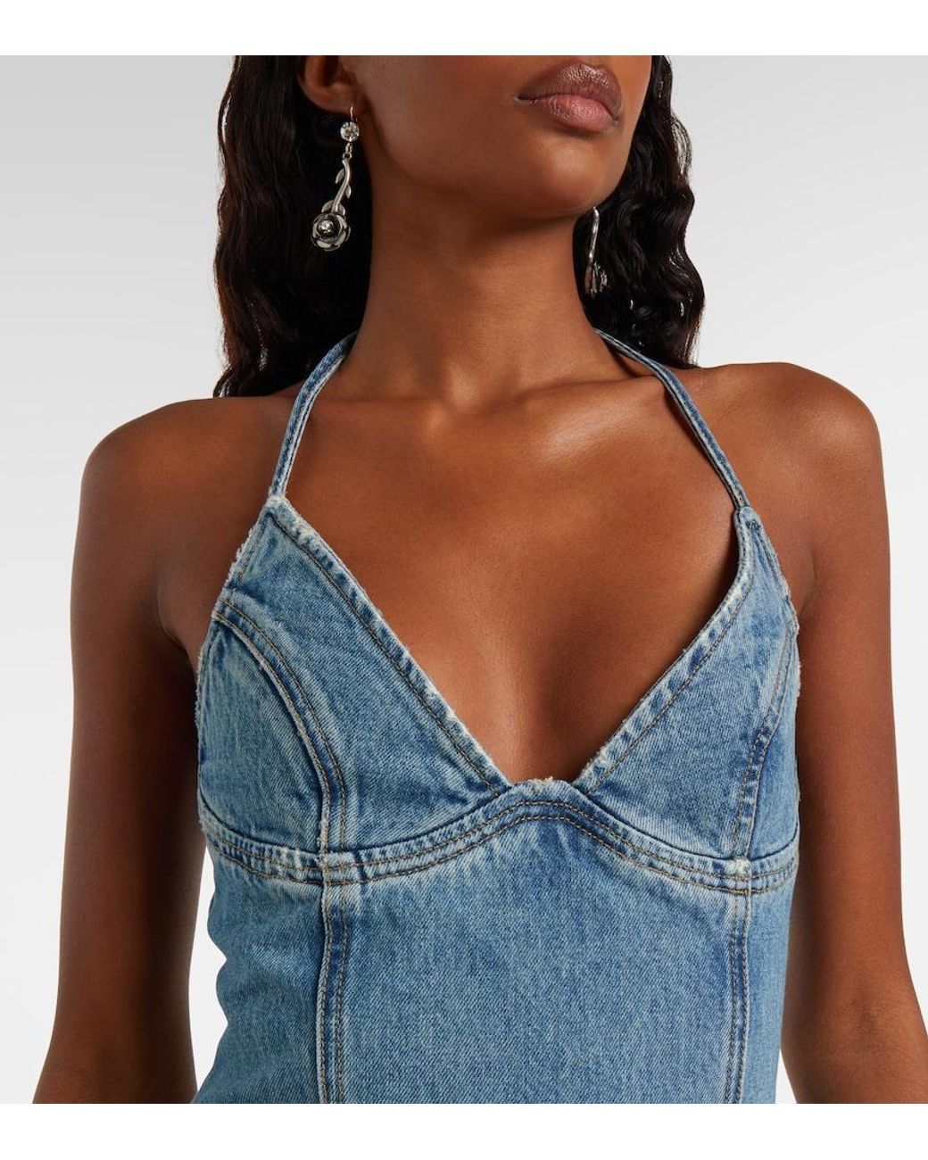 Blumarine Blue Denim Maxi Dress