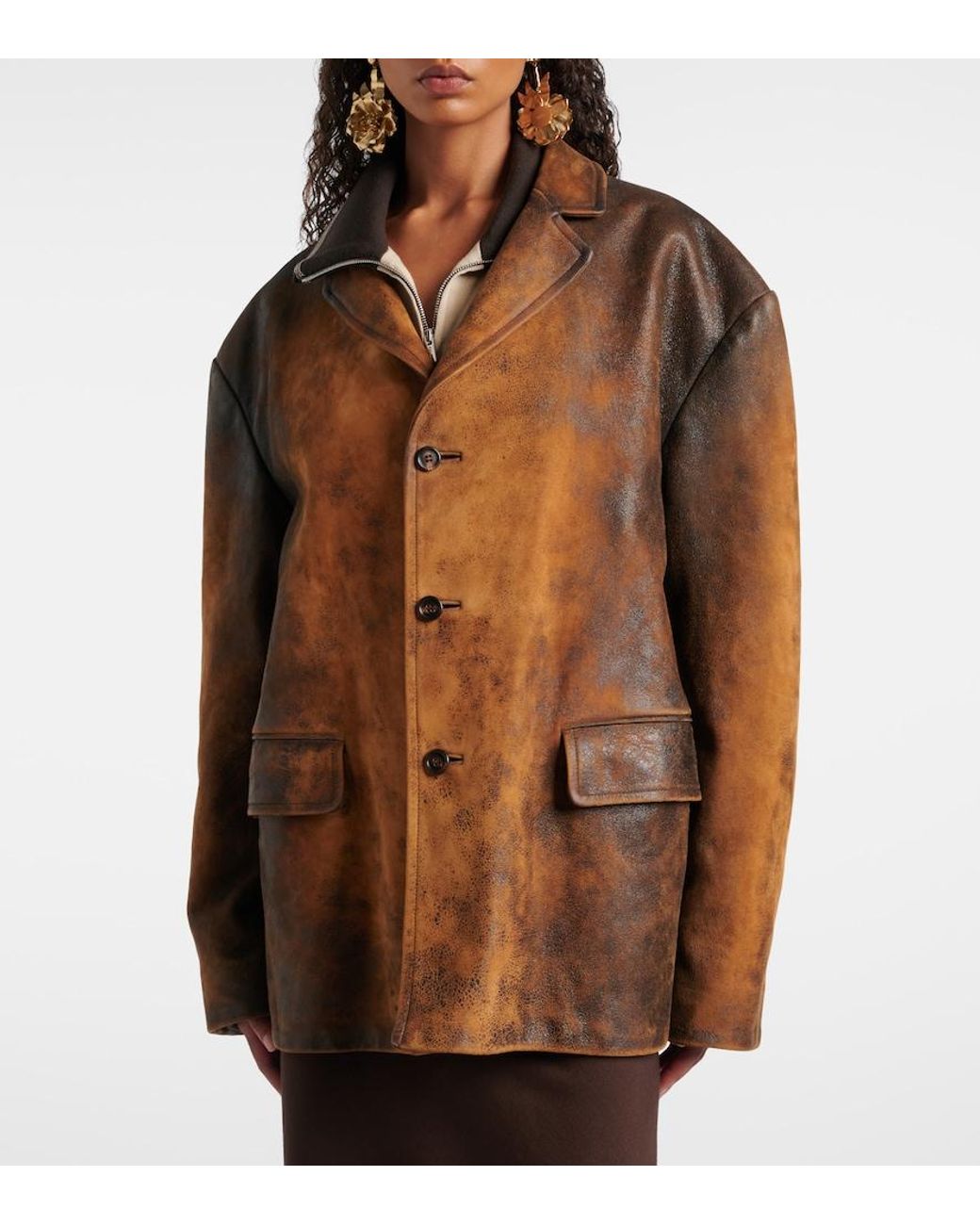 Miu Miu Brown Oversized Suede Jacket