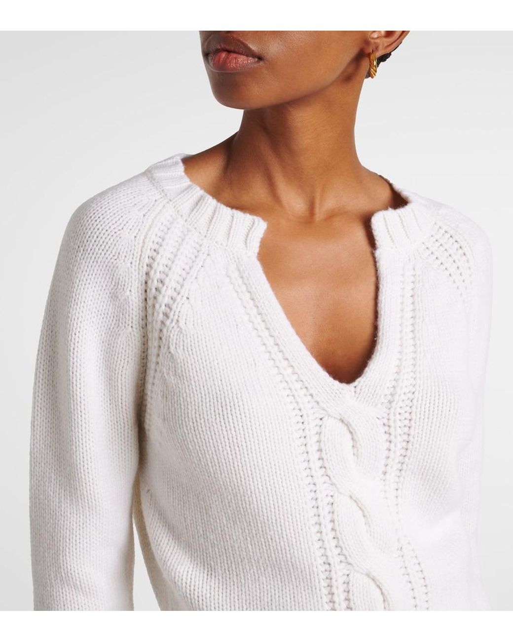 Max Mara White Cancan Cable-Knit Cashmere Sweater