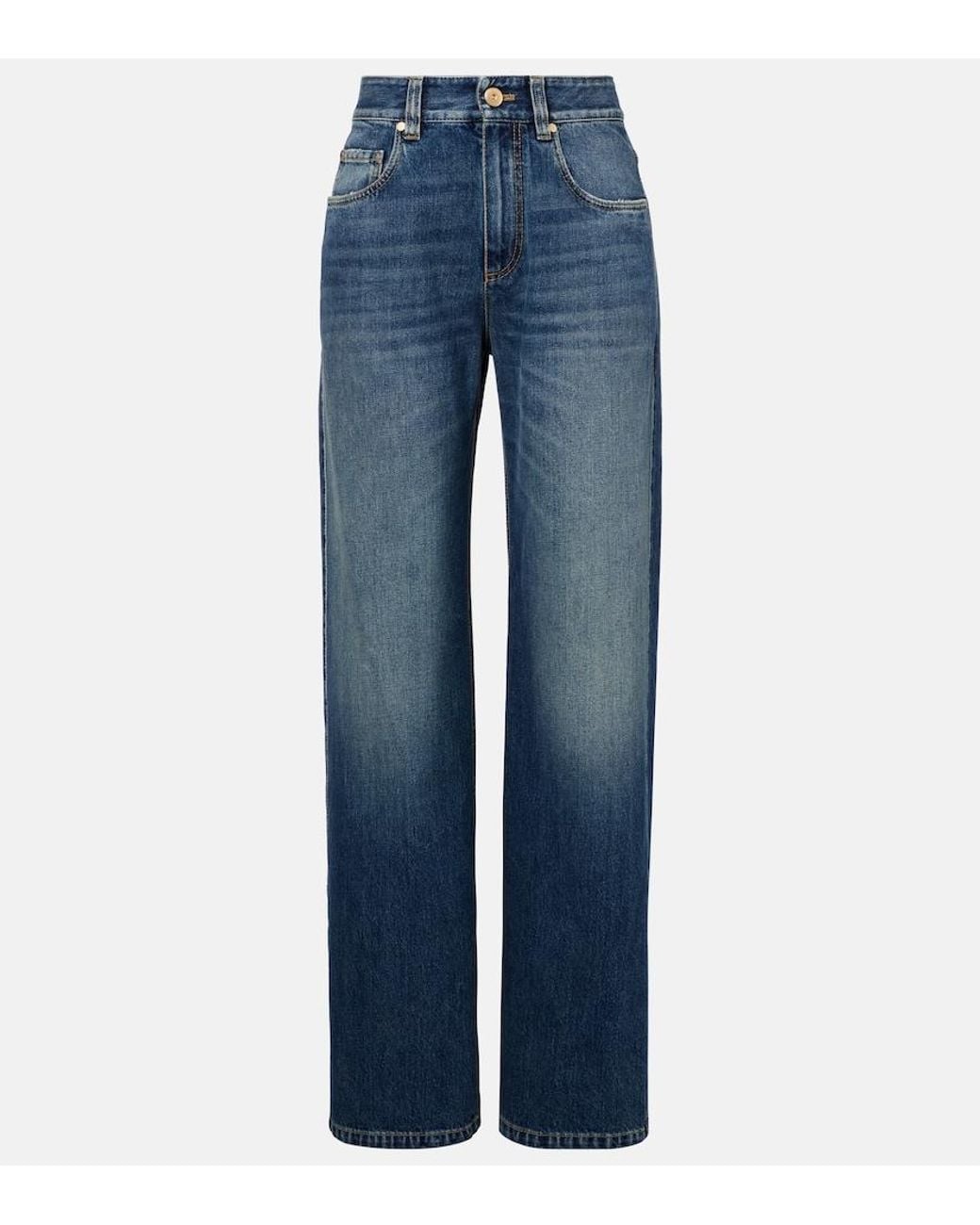 Brunello Cucinelli Blue Low-Rise Straight Jeans