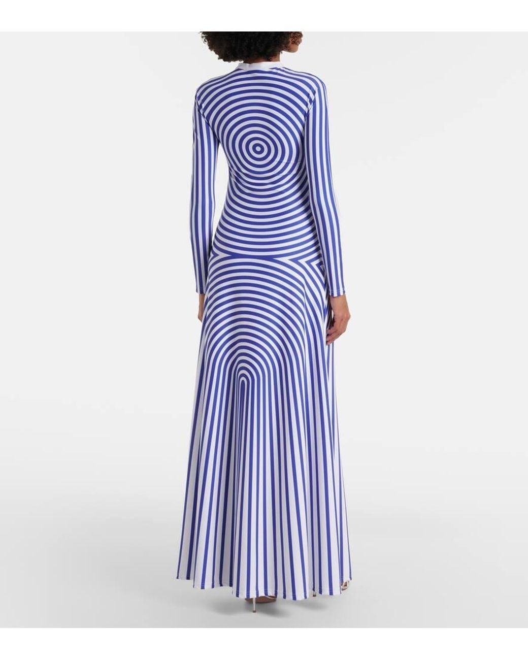 Jean Paul Gaultier Blue Printed Jersey Maxi Dress