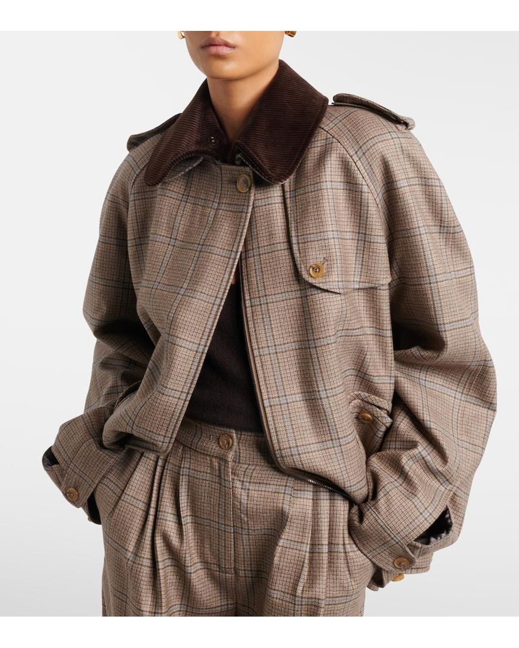 Blazé Milano Brown Chausie Checked Virgin Wool Jacket