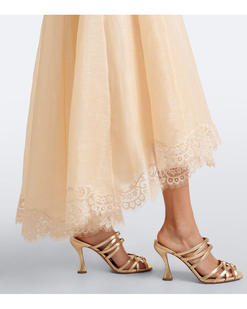 Zimmermann Natural Ascent Flutter Linen And Silk Cocktail Dress
