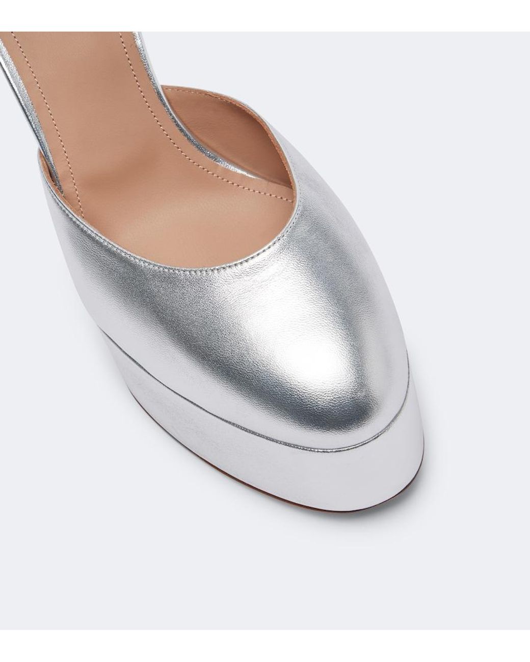 Malone Souliers White Leila Metallic Leather Platform Pumps