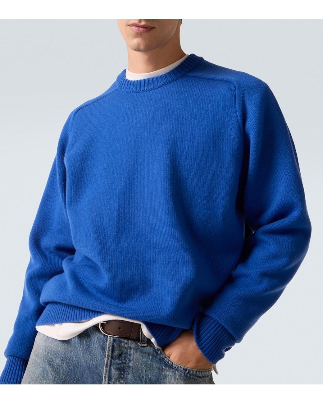 A.PRESSE Blue Wool Sweater for men